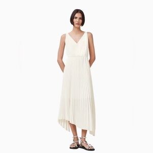 AllSaints Leia Harley Pleated Midi Slip Dress Cream Ivory Size Small NWOT